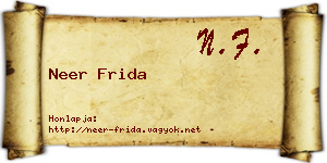 Neer Frida névjegykártya